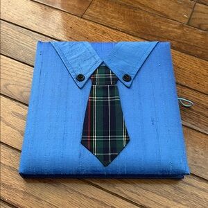 Blue Plaid Tie Decorative Pillow